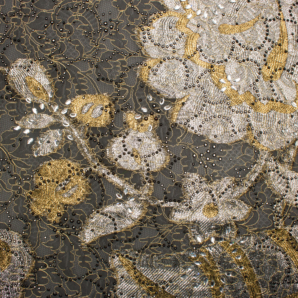 All-Over Diamanté Black Lace Fabric