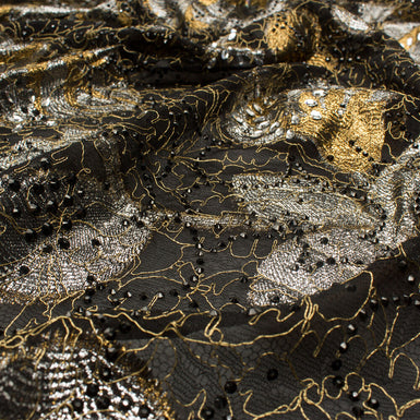 All-Over Diamanté Black Lace Fabric