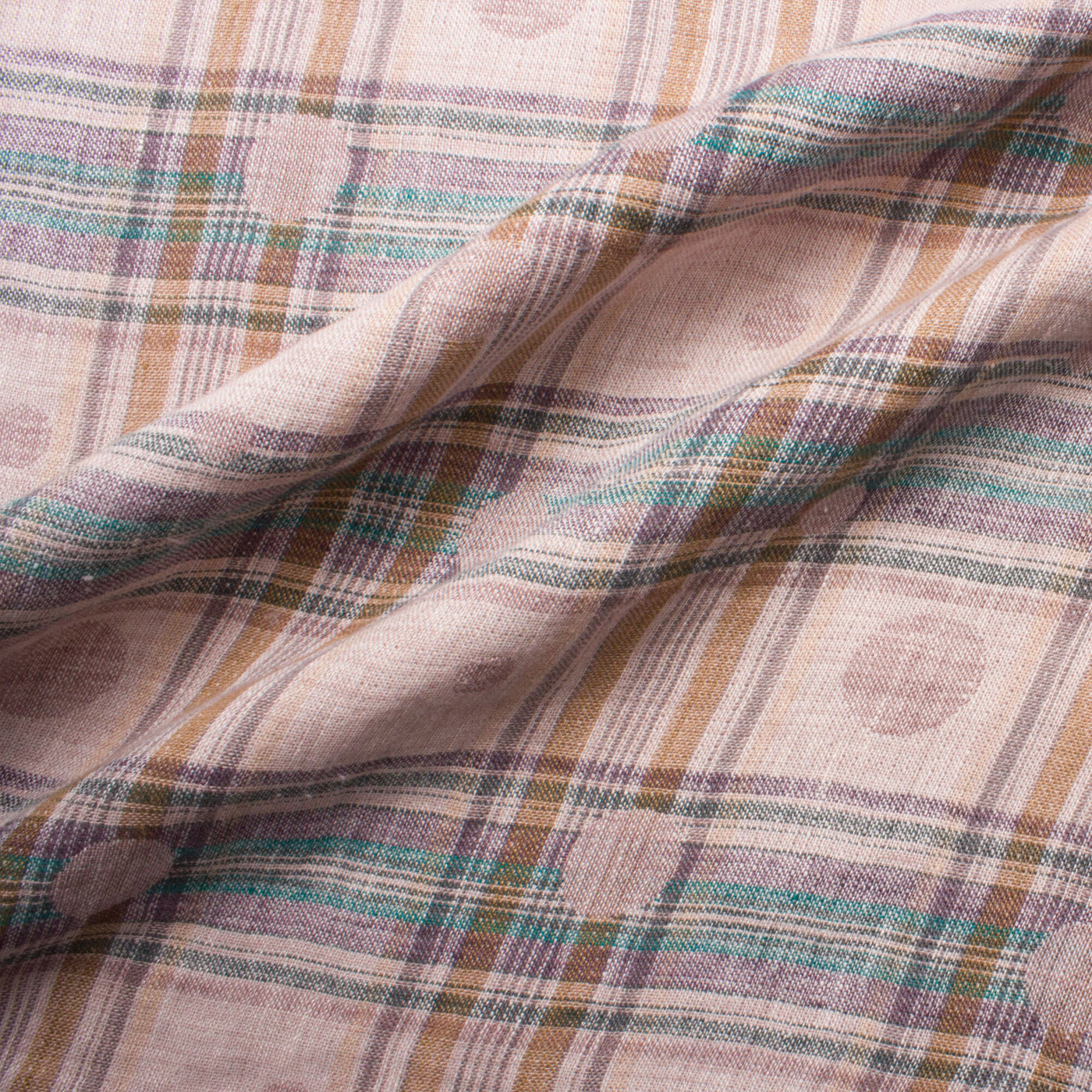 Oatmeal & Beige Checkered Pure Linen