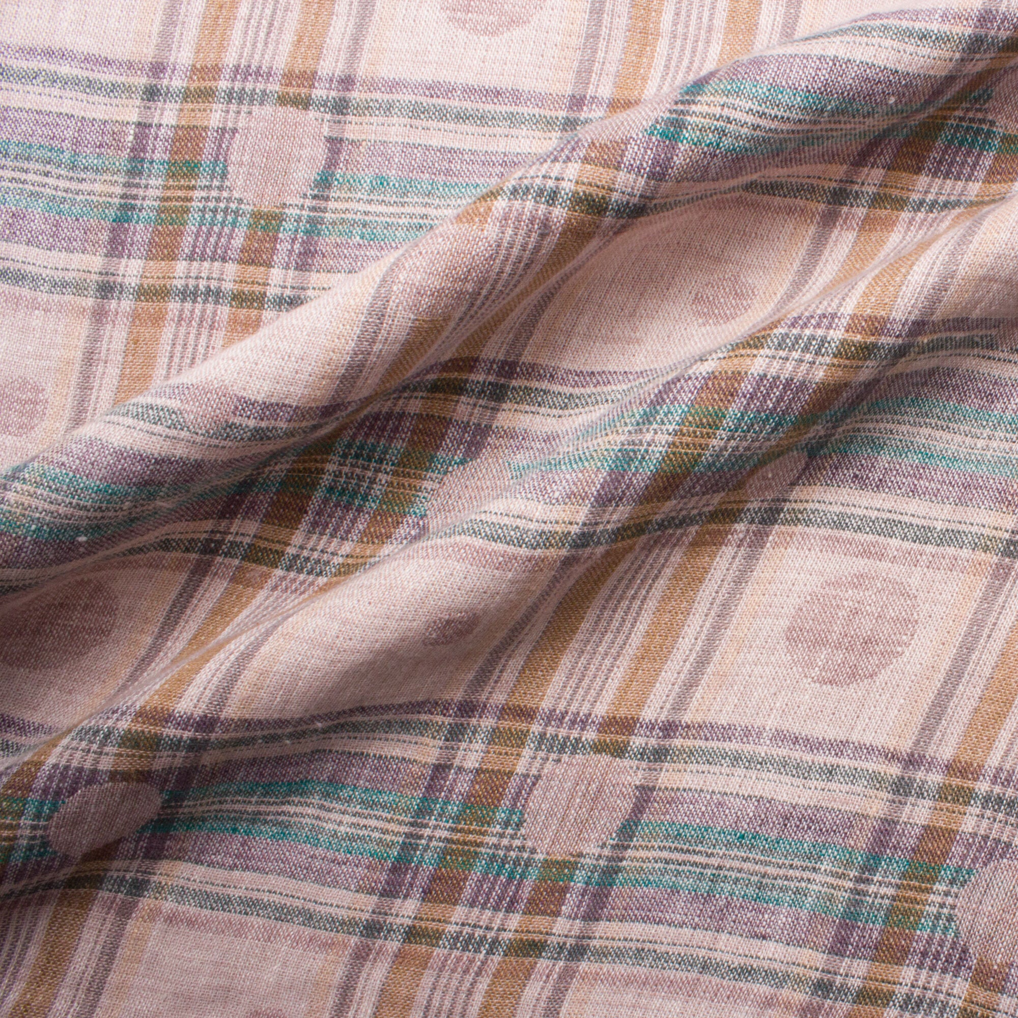 Oatmeal & Beige Checkered Pure Linen