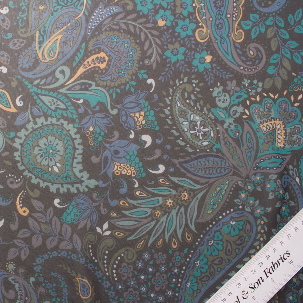 Blue Floral & Paisley Silk Georgette