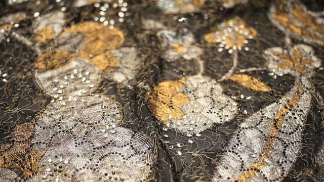 All-Over Diamanté Black Lace Fabric