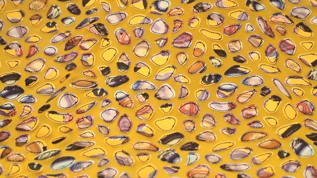 Yellow 'Pebbles' Embroidered Georgette