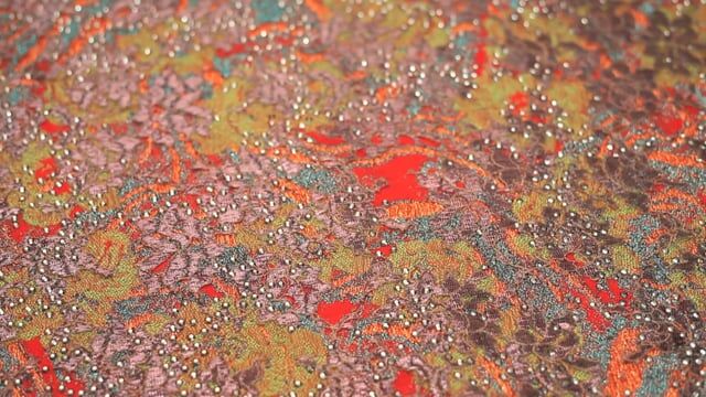 All-over Lace Appliqué with Stones in Red