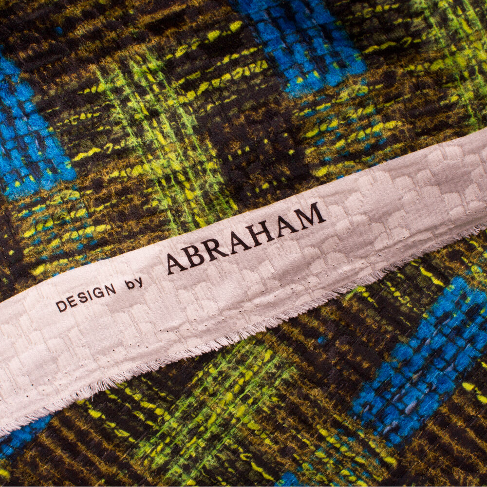 Blue & Green Multi-Coloured Cloqué