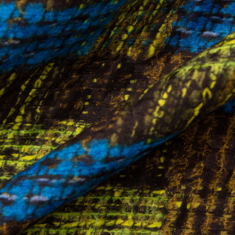 Blue & Green Multi-Coloured Cloqué