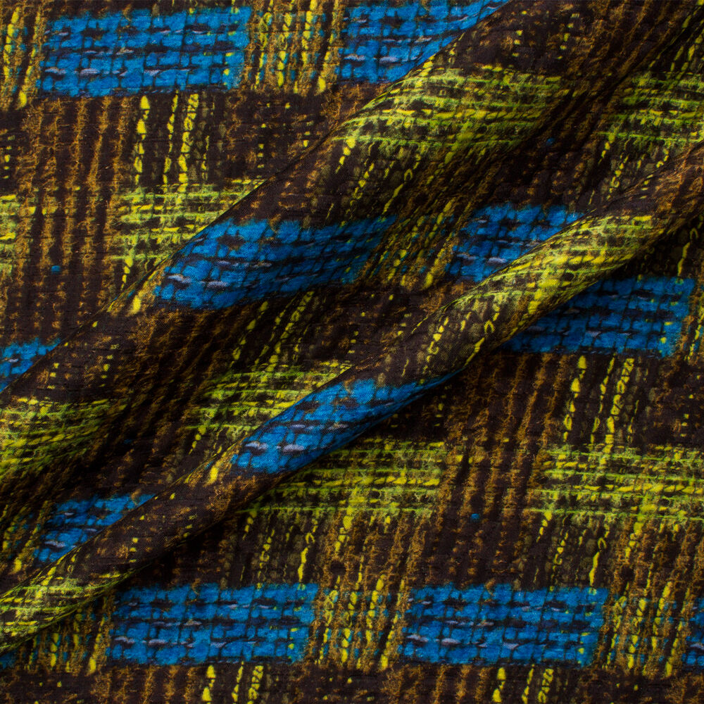 Blue & Green Multi-Coloured Cloqué