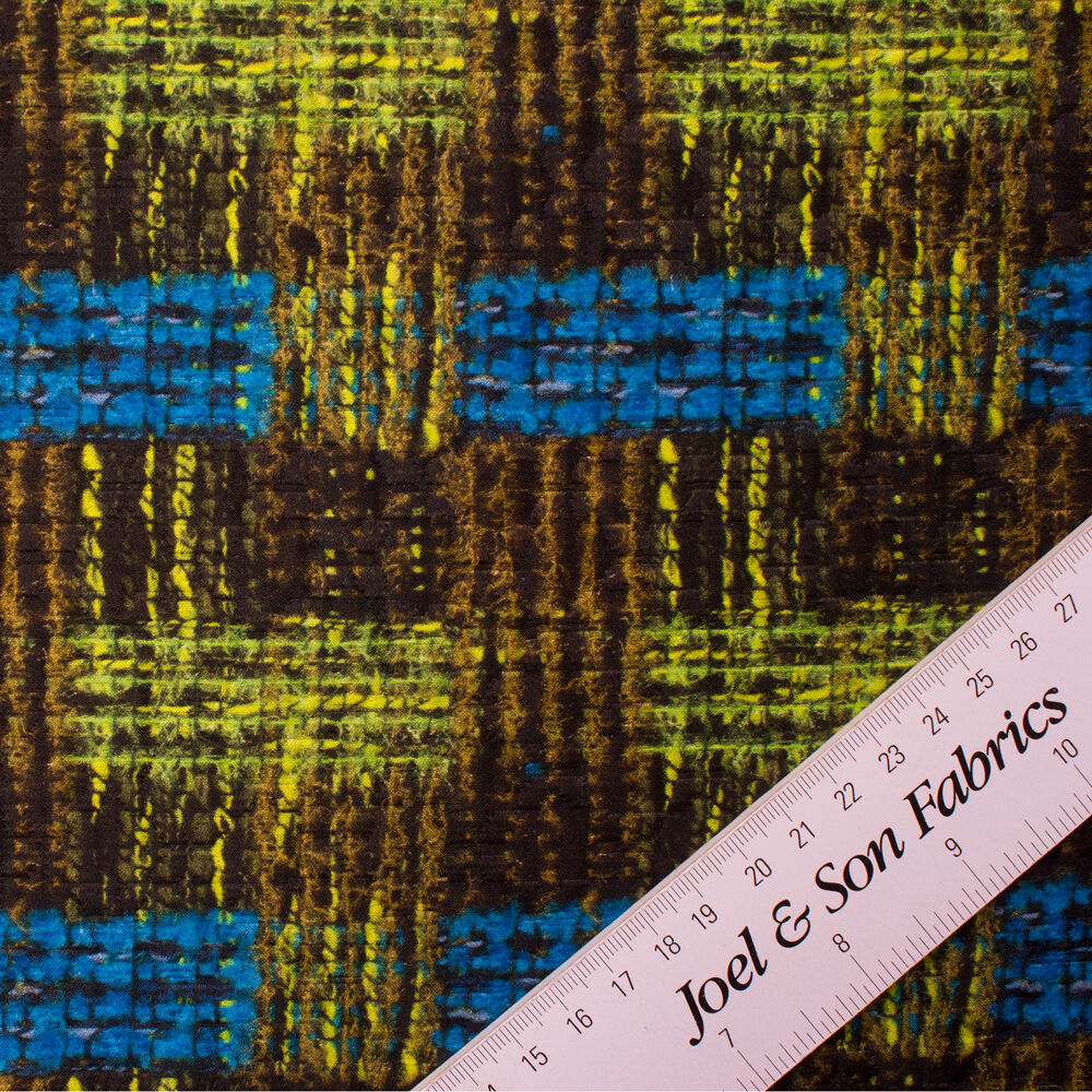 Blue & Green Multi-Coloured Cloqué