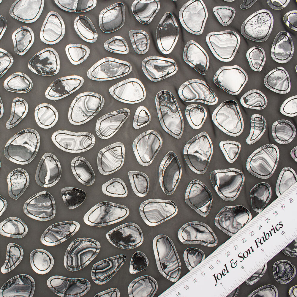 Monochrome Embroidered Laser Cut Georgette Fabric