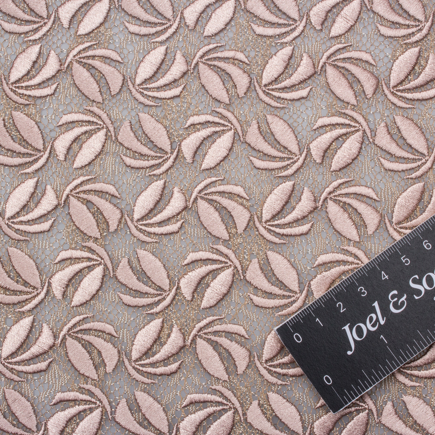 Dusty Pink Embroidered Petal Lace Fabric