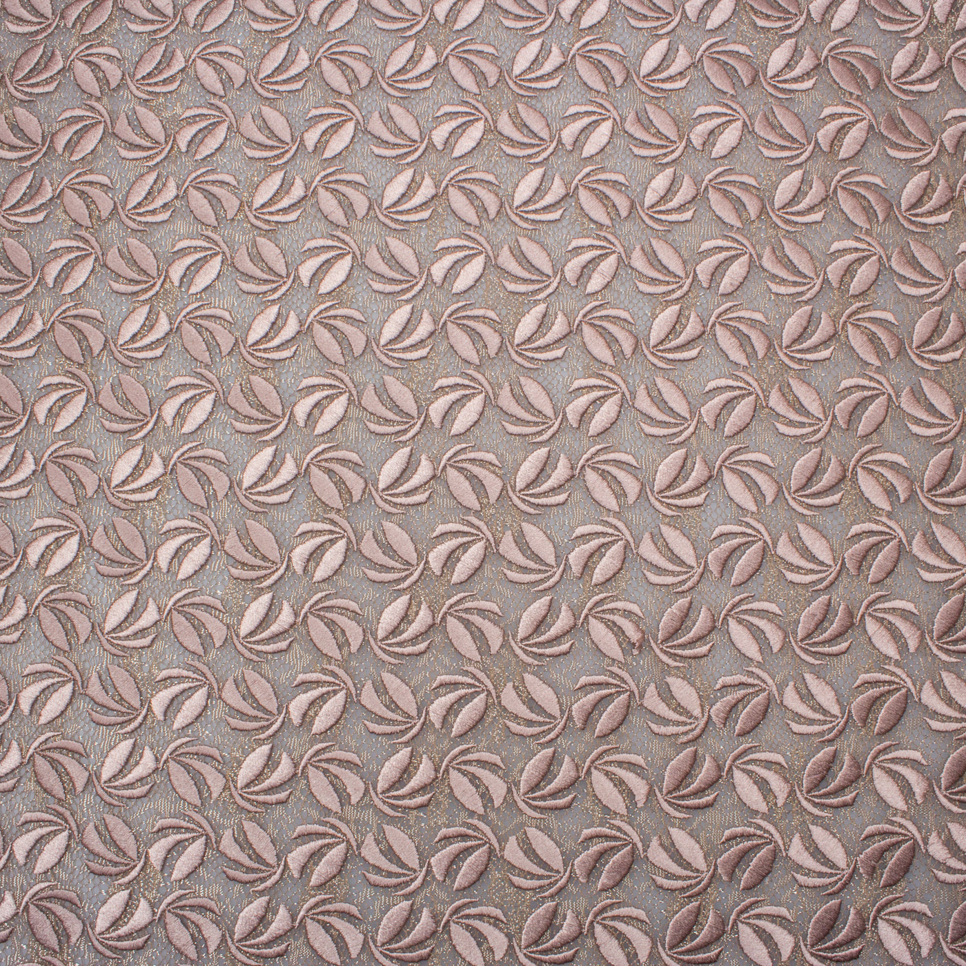 Dusty Pink Embroidered Petal Lace Fabric