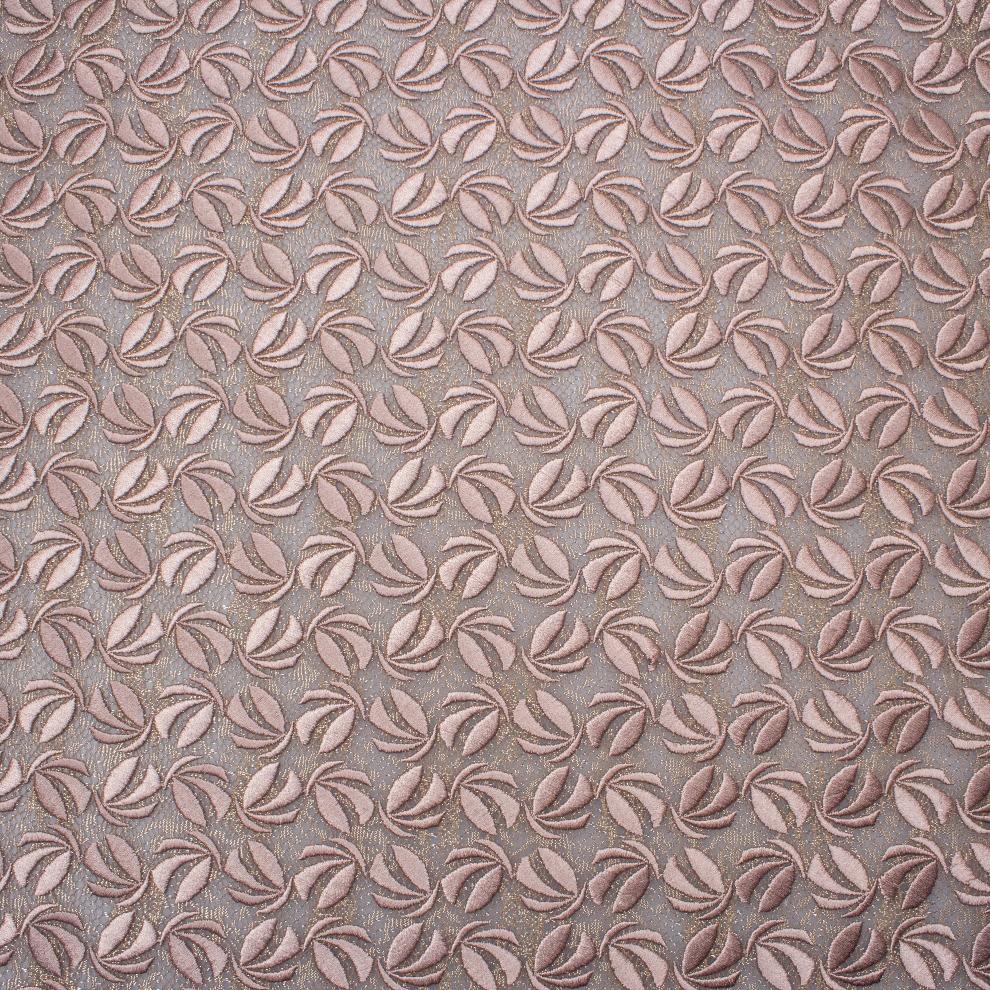 Dusty Pink Embroidered Petal Lace Fabric