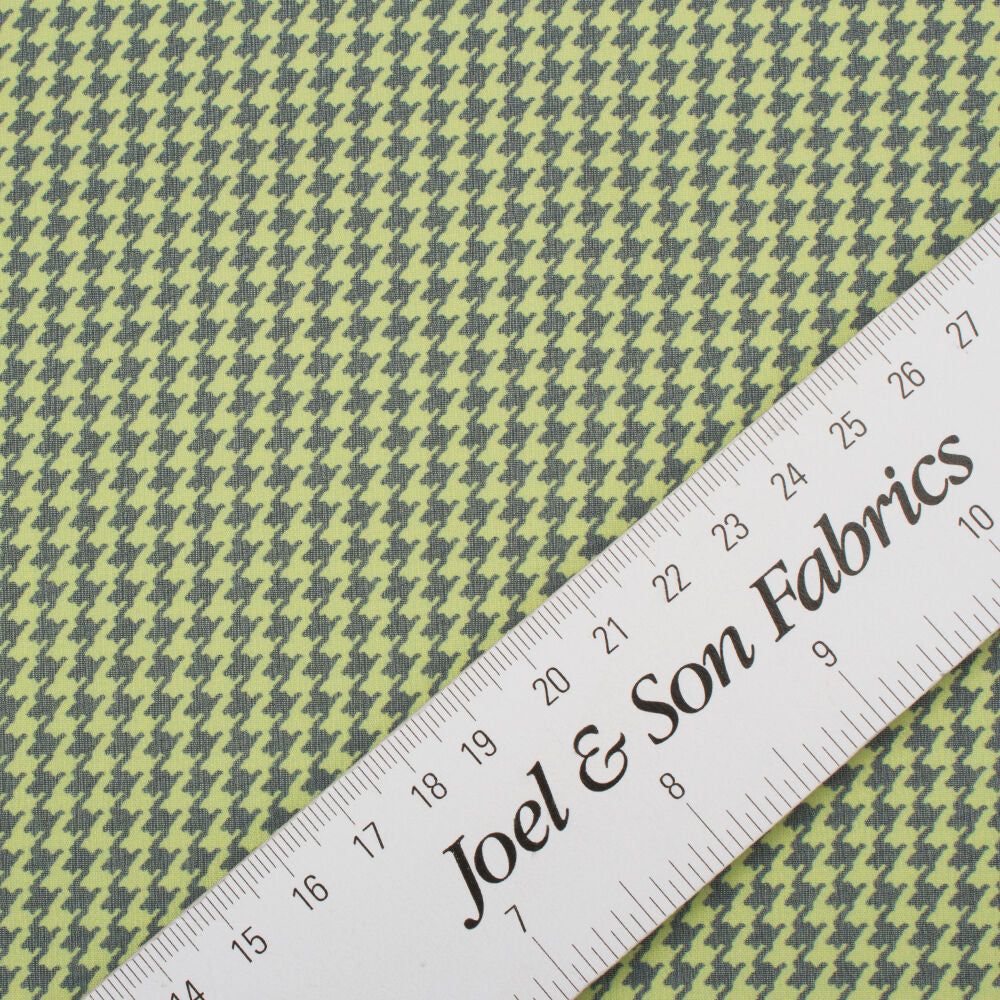 Lime Green/Navy Blue Dogtooth Printed Silk Georgette