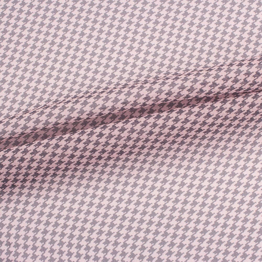 Grey/Pink Dogtooth Printed Silk Georgette