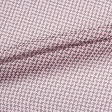Grey/Pink Dogtooth Printed Silk Georgette