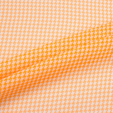 Ivory/Orange Dogtooth Printed Silk Georgette