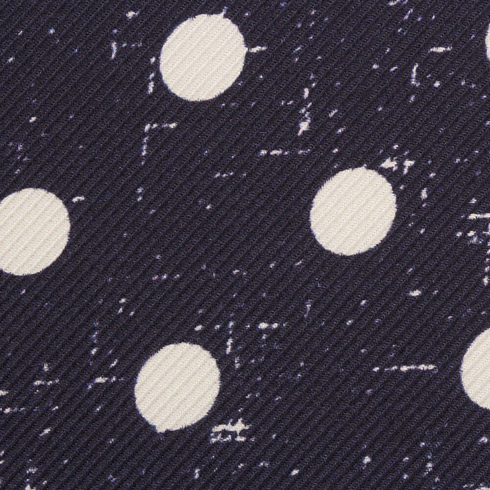 Dark Navy/White Spotted Silk Twill (A 1.35m Piece)