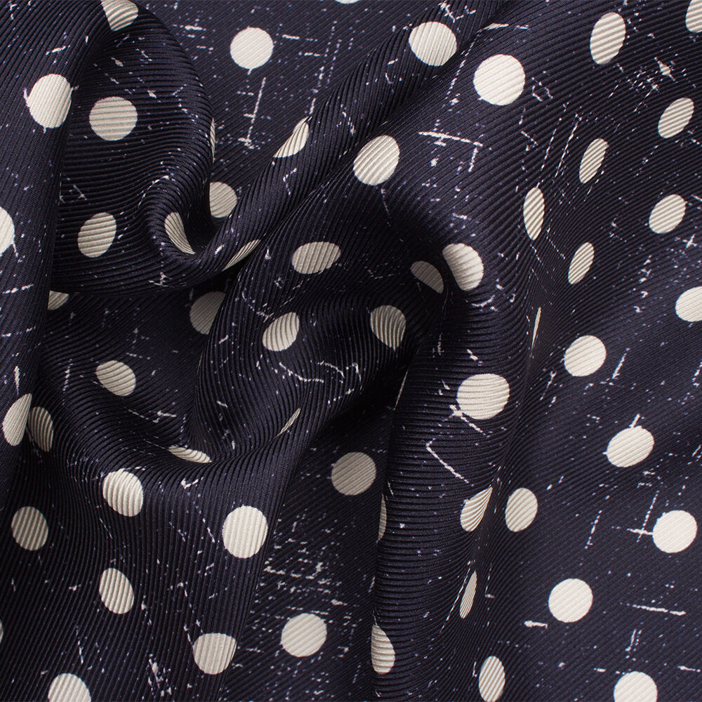 Dark Navy/White Spotted Silk Twill (A 1.35m Piece)