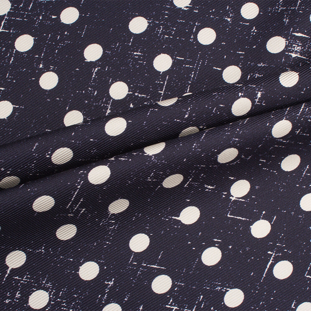 Dark Navy/White Spotted Silk Twill (A 1.35m Piece)