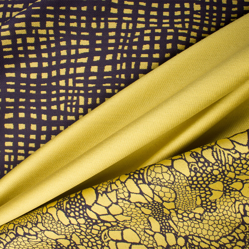Canary Yellow/Dark Navy Silk Shantung