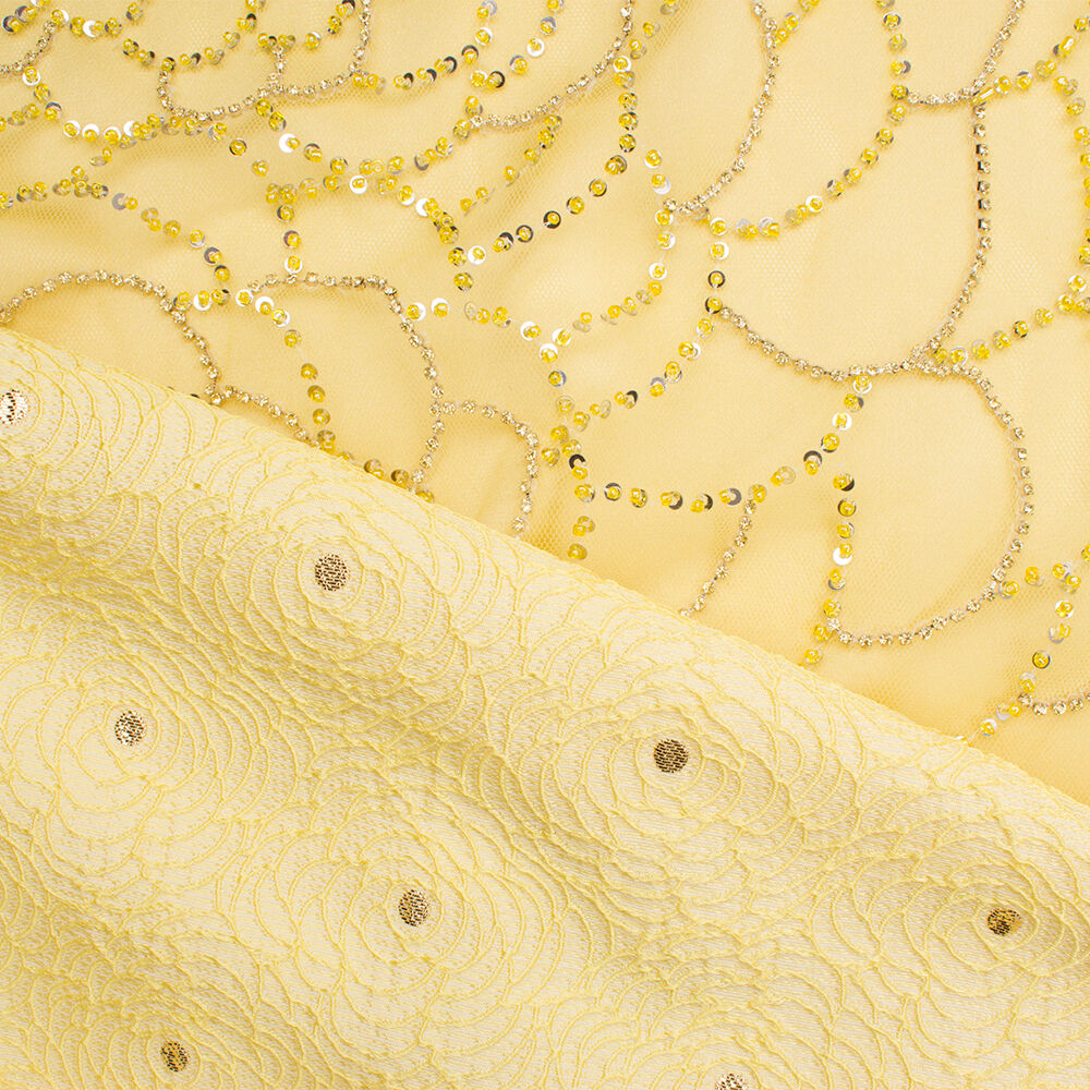 Lemon Yellow Beaded Tulle