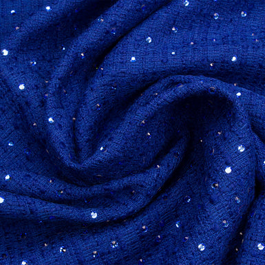 Royal Blue Swarovski Stoned Wool Bouclé