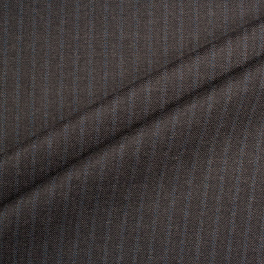 Grey Herringbone Pinstripe Wool Suiting (A 1.50m Piece)
