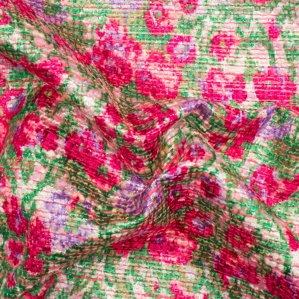 Multi-Coloured/Pink Printed Bouclé