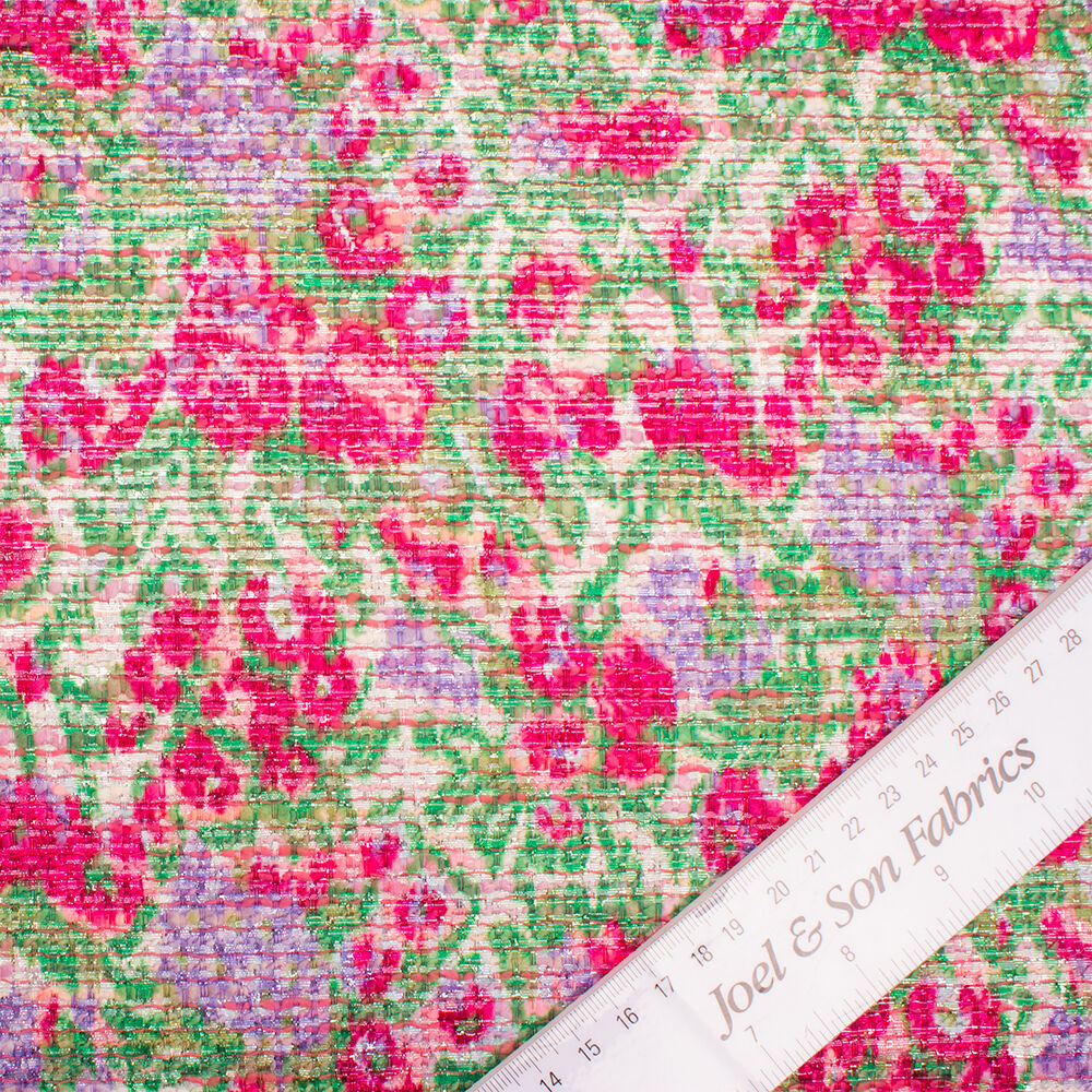 Multi-Coloured/Pink Printed Bouclé