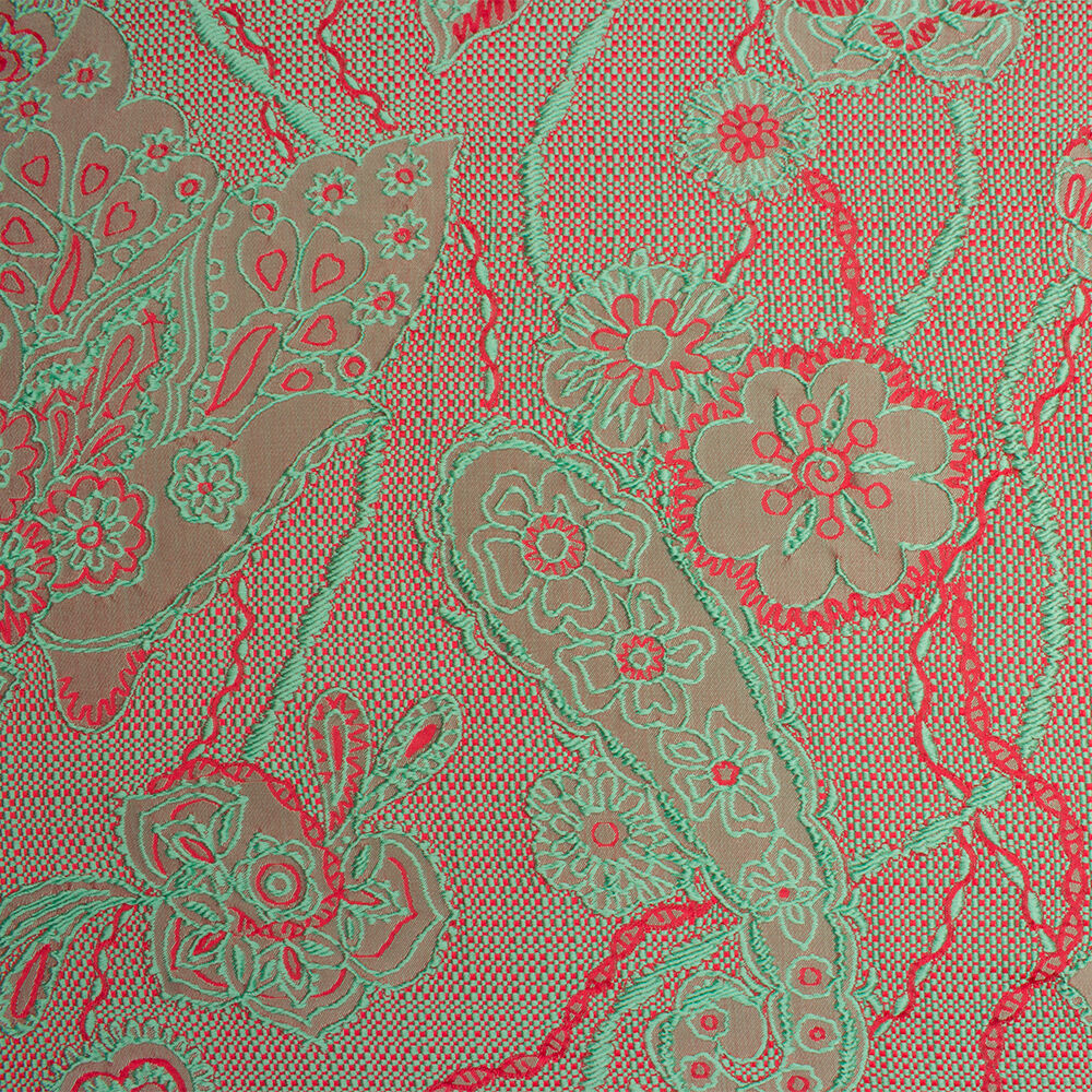 Candy Pink/Mint Green Floral Basket Weave