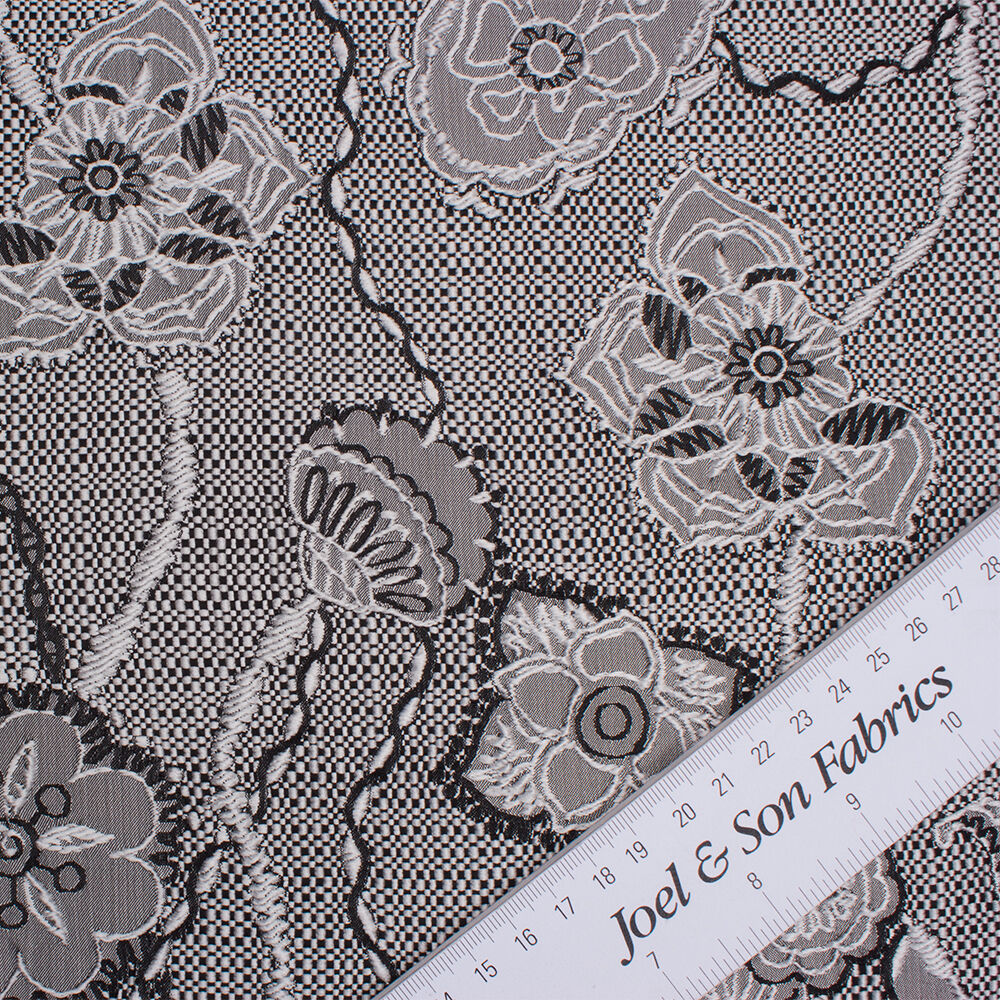 Black & White Floral Basket Weave