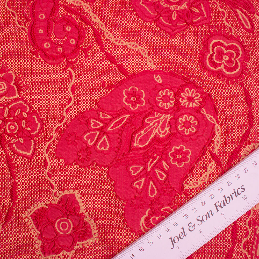 Deep Fuchsia/Yellow Floral Basket Weave