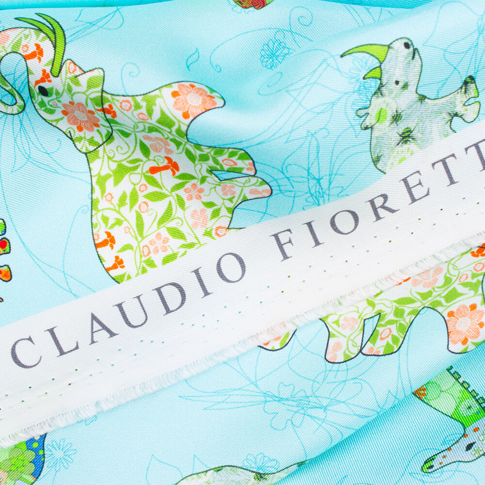 Turquoise 'Safari Animals' Printed Silk Twill (A 3.50m Piece)