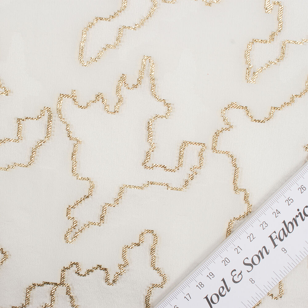 Ivory/Gold Double Silk Satin Jacquard