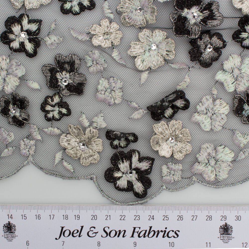 Embroidered Tulle with Swarovski Stone