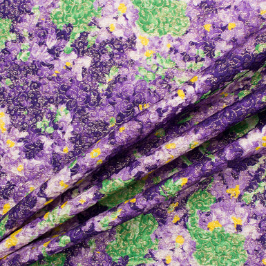 Purple Floral Metallic Silk Cloqué