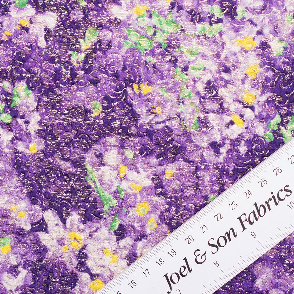 Purple Floral Metallic Silk Cloqué (A 2.90m Piece)