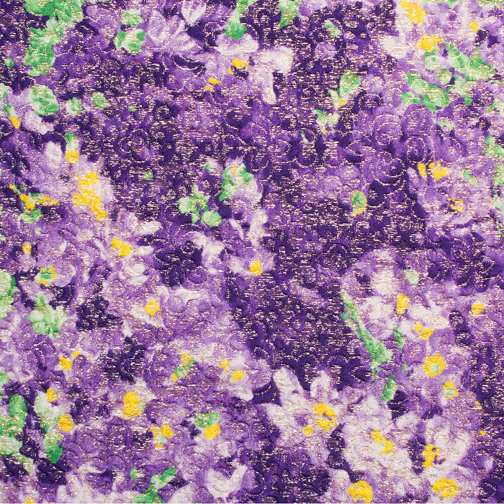 Purple Floral Metallic Silk Cloqué (A 2.90m Piece)