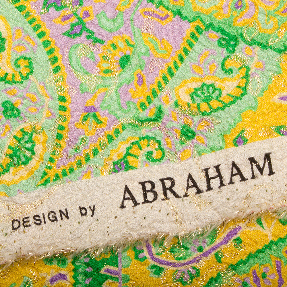 Purple, Green, Yellow Metallic Silk Blend Cloqué