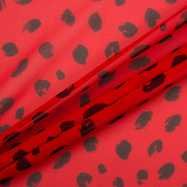Ruby Red/Black Printed Silk Georgette