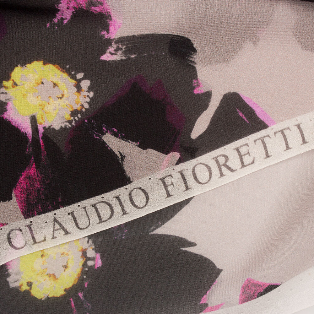 Black/Pink Floral Silk Georgette