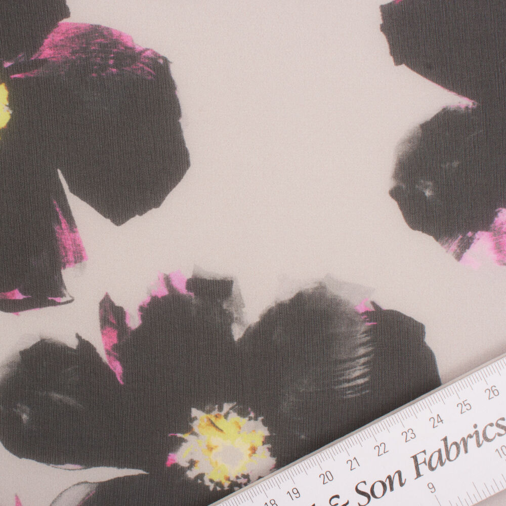 Black/Pink Floral Silk Georgette