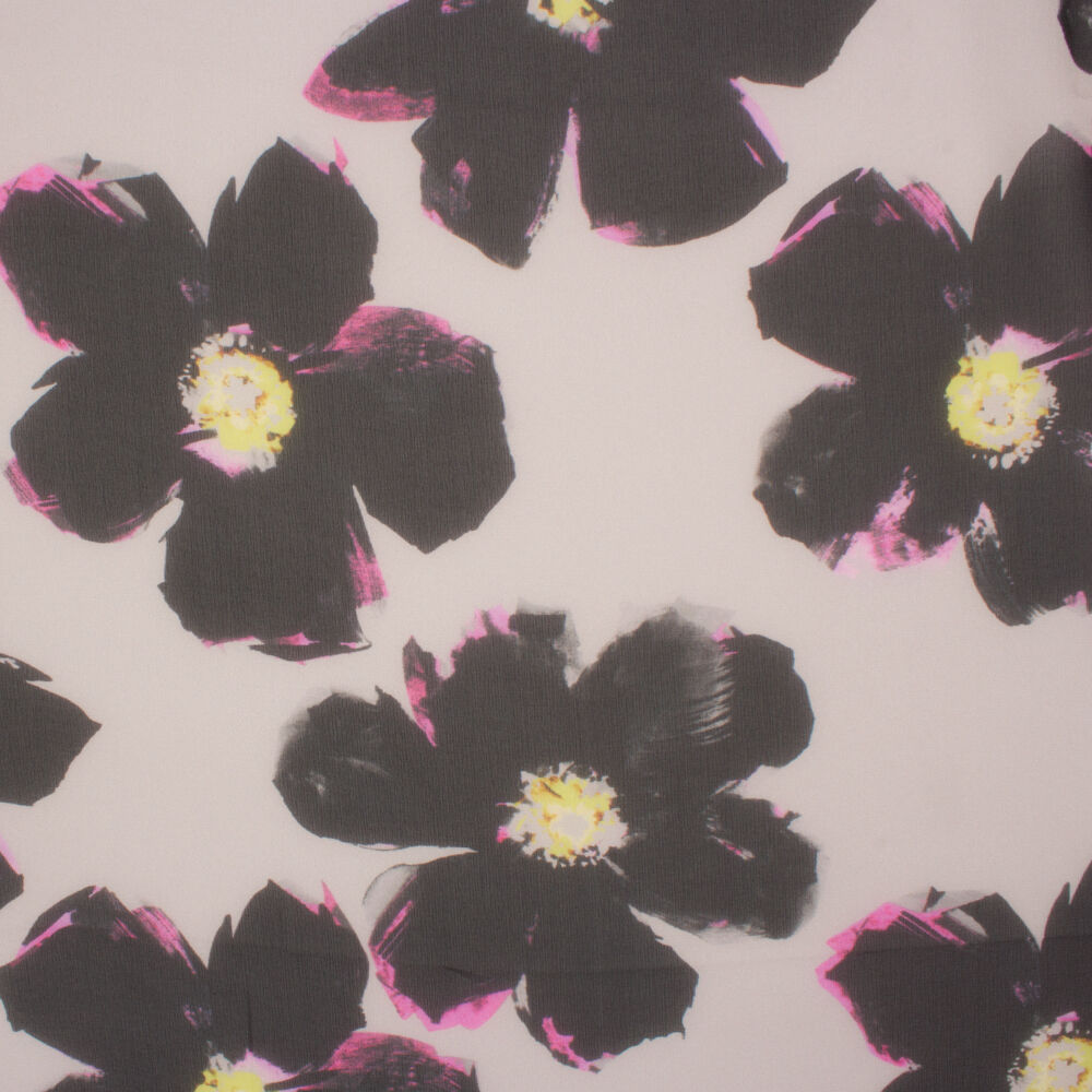 Black/Pink Floral Silk Georgette