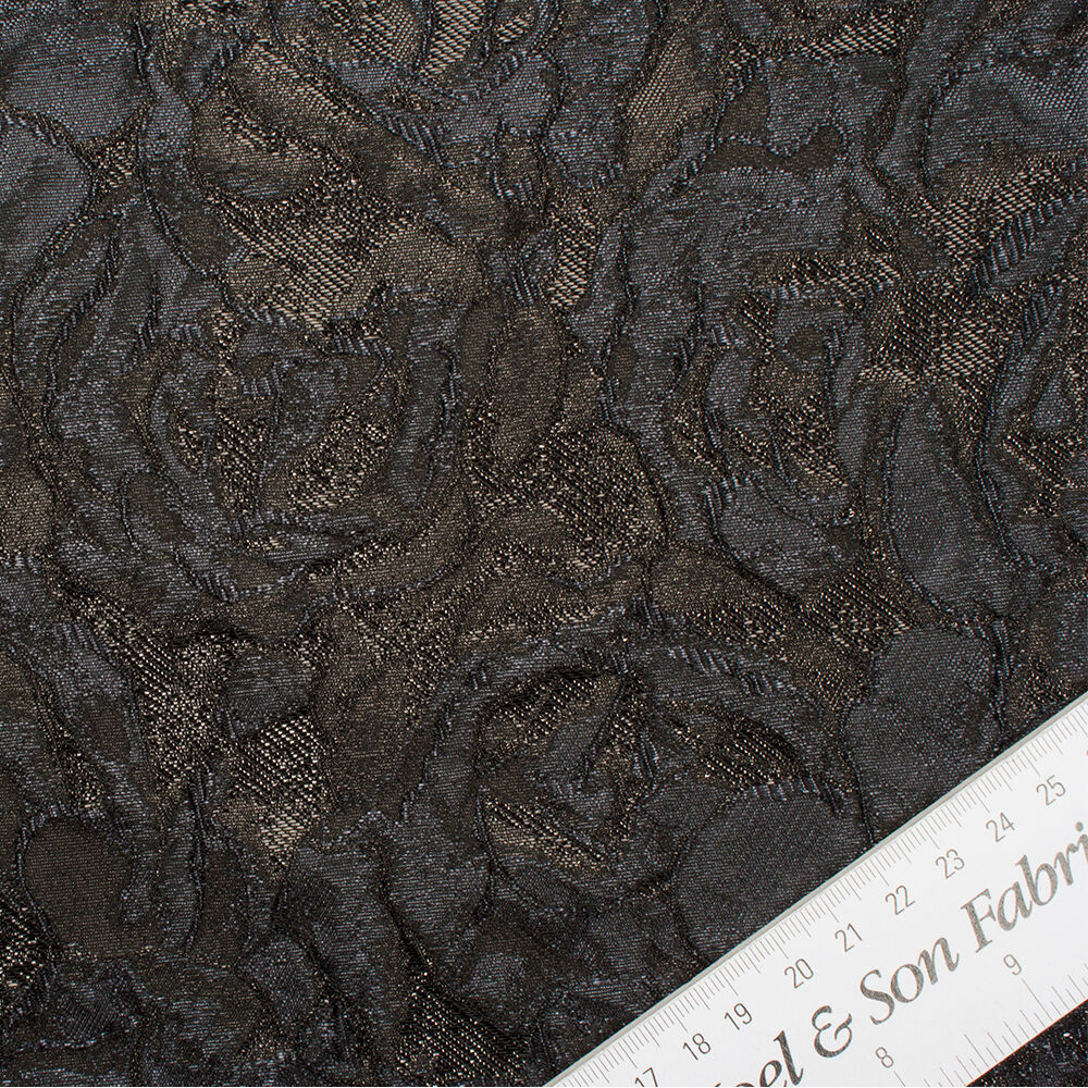Black 'Tone on Tone' Metallic Brocade (A 3m Piece)