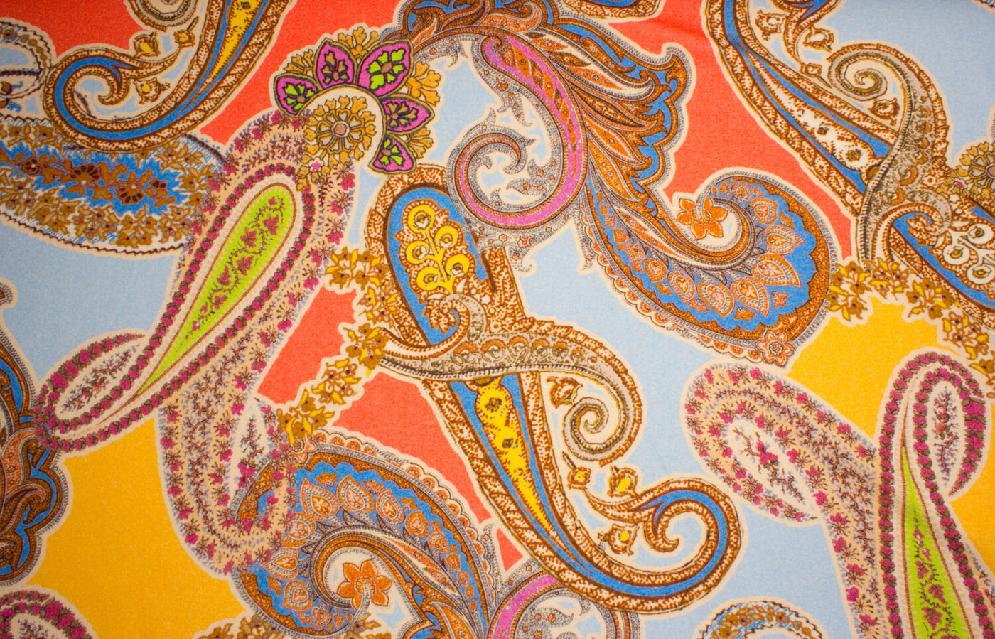 Multi Coloured Paisley Printed Wool