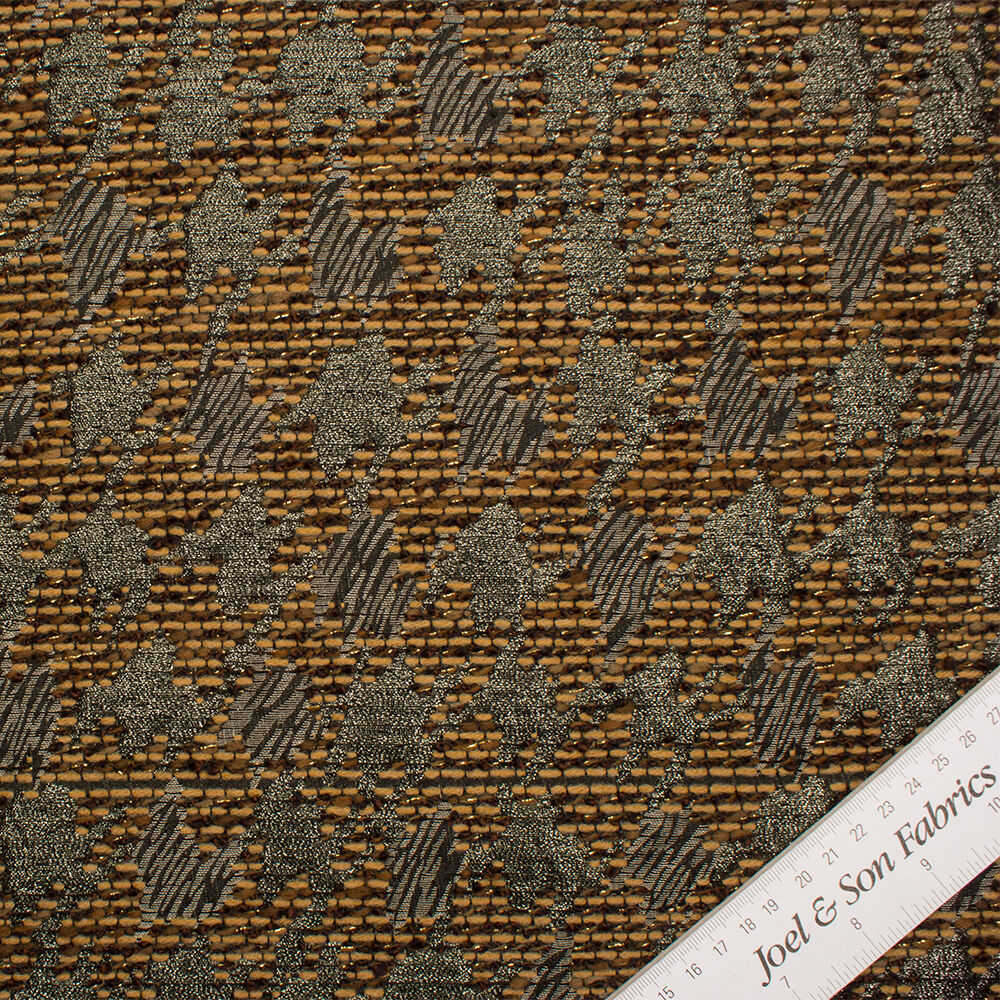 Brown & Grey Metallic Houndstooth Bouclé