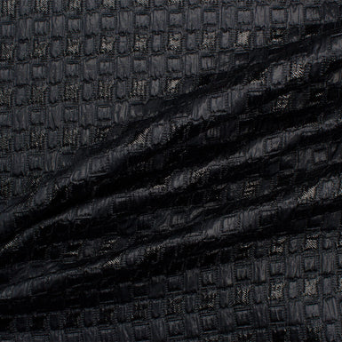 Midnight Blue 'Woven' Wool/Silk Brocade