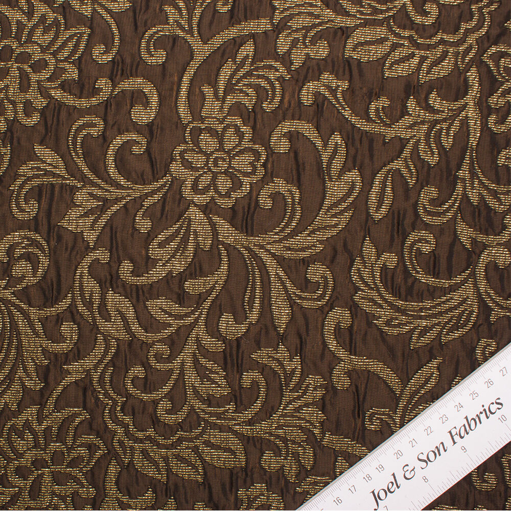 Brown/Gold Floral Metallic Brocade