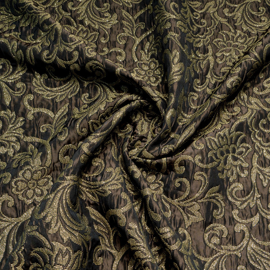 Brown/Gold Floral Metallic Brocade