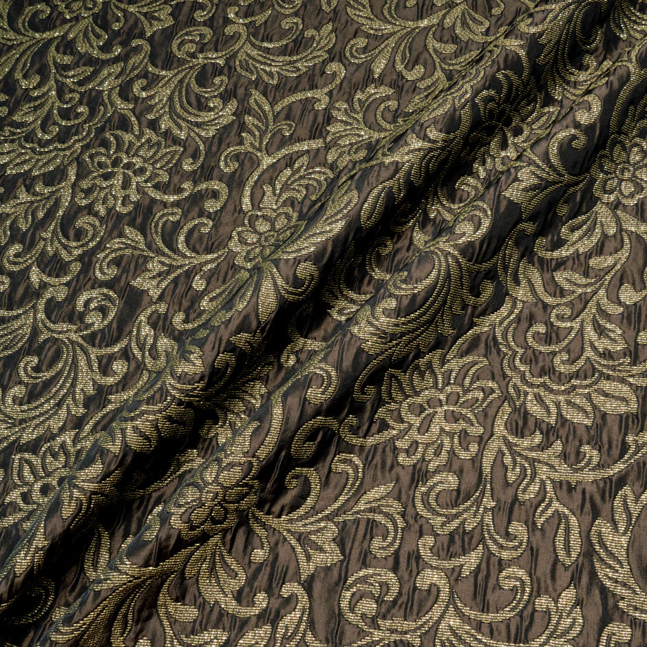 Brown/Gold Floral Metallic Brocade
